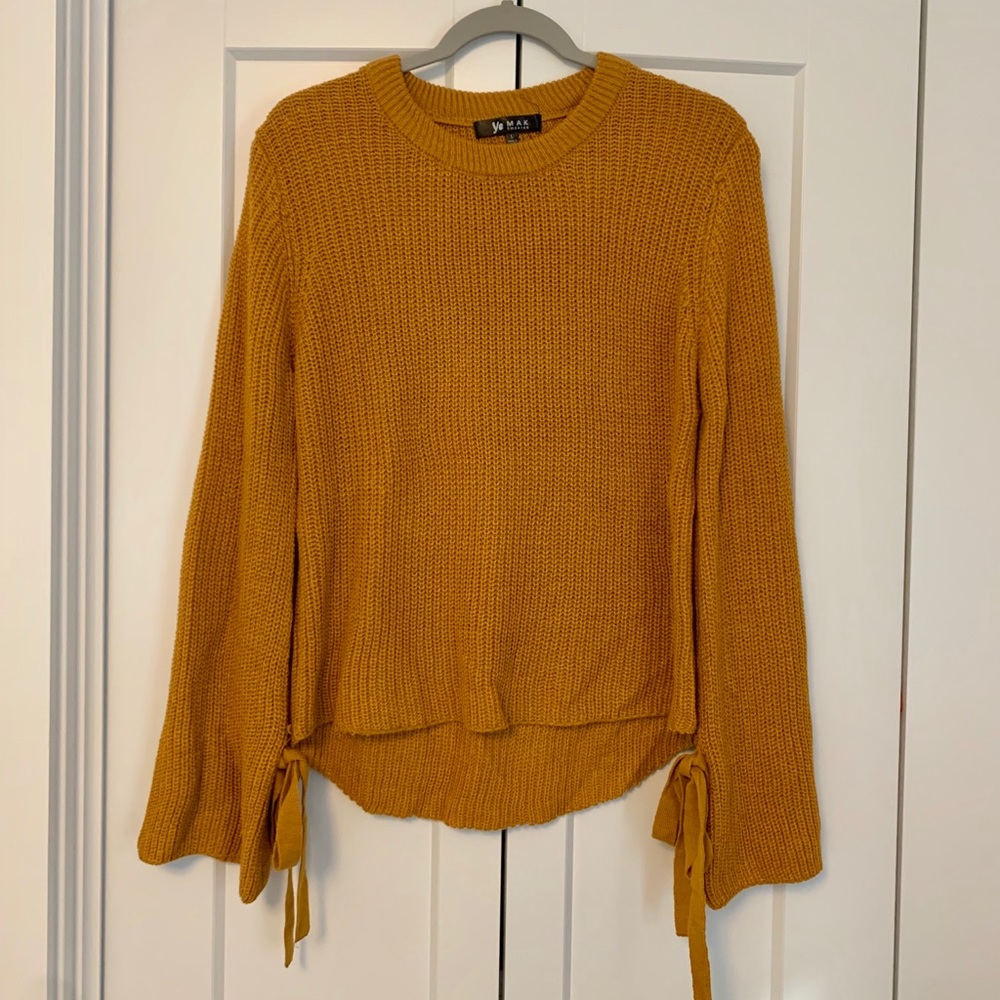 Mustard Wide Arm Sweater with Arm Ties